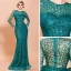 Affordable Rose Gold See-through Evening Dresses  2020 Trumpet / Mermaid Scoop Neck Long Sleeve Glitter Tulle Floor-Length / Long Formal Dresses