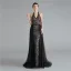 Mode Noire Robe De Soirée 2020 Princesse Titulaire Sans Manches Appliques En Dentelle Volants Perlage Paillettes Train De Balayage Dos Nu Robe De Ceremonie