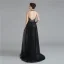 Mode Noire Robe De Soirée 2020 Princesse Titulaire Sans Manches Appliques En Dentelle Volants Perlage Paillettes Train De Balayage Dos Nu Robe De Ceremonie