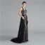 Mode Noire Robe De Soirée 2020 Princesse Titulaire Sans Manches Appliques En Dentelle Volants Perlage Paillettes Train De Balayage Dos Nu Robe De Ceremonie