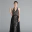 Mode Noire Robe De Soirée 2020 Princesse Titulaire Sans Manches Appliques En Dentelle Volants Perlage Paillettes Train De Balayage Dos Nu Robe De Ceremonie