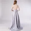 Illusion Grau Satin Durchsichtige Abendkleider 2020 A Linie Stehkragen Kurze Ärmel Perlenstickerei Stoffgürtel Sweep / Pinsel Zug Rüschen Festliche Kleider