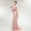 Haut de Gamme Perle Rose Transparentes Robe De Soirée 2020 Trompette / Sirène Encolure Dégagée Manches Longues Appliques En Dentelle Perlage Perle Train De Balayage Volants Dos Nu Robe De Ceremonie