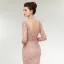 Haut de Gamme Perle Rose Transparentes Robe De Soirée 2020 Trompette / Sirène Encolure Dégagée Manches Longues Appliques En Dentelle Perlage Perle Train De Balayage Volants Dos Nu Robe De Ceremonie