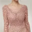 Haut de Gamme Perle Rose Transparentes Robe De Soirée 2020 Trompette / Sirène Encolure Dégagée Manches Longues Appliques En Dentelle Perlage Perle Train De Balayage Volants Dos Nu Robe De Ceremonie