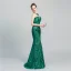 Chic / Belle Vert Foncé Paillettes Robe De Soirée 2020 Trompette / Sirène Transparentes Encolure Dégagée Sans Manches Longue Dos Nu Robe De Ceremonie