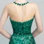 Chic / Belle Vert Foncé Paillettes Robe De Soirée 2020 Trompette / Sirène Transparentes Encolure Dégagée Sans Manches Longue Dos Nu Robe De Ceremonie