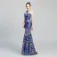 Chic / Belle Vert Foncé Paillettes Robe De Soirée 2020 Trompette / Sirène Transparentes Encolure Dégagée Sans Manches Longue Dos Nu Robe De Ceremonie