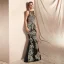Elegant Black See-through Evening Dresses  2020 Trumpet / Mermaid Square Neckline Sleeveless Appliques Lace Beading Floor-Length / Long Formal Dresses
