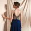 Élégant Bleu Marine Chiffon Transparentes Dansant Robe De Bal 2020 Princesse Titulaire Sans Manches Appliques En Dentelle Perlage Longue Dos Nu Robe De Ceremonie