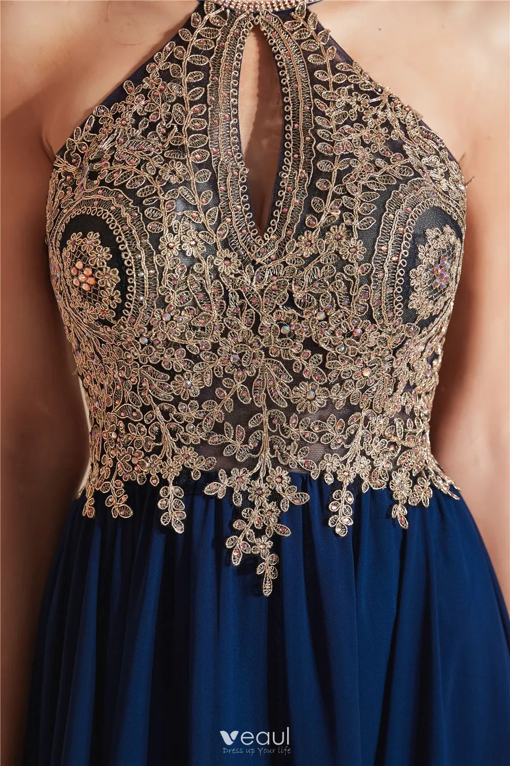 plus size ankle length formal dresses Julianna Chiffon Halter A-Line Formal Dress main image 1