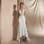 Abordable Ivoire Satin Transparentes La Mariée Robe De Mariée 2020 Trompette / Sirène V-Cou Manches Courtes Appliques En Dentelle Perlage Train De Balayage Volants