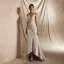 Abordable Ivoire Satin Transparentes La Mariée Robe De Mariée 2020 Trompette / Sirène V-Cou Manches Courtes Appliques En Dentelle Perlage Train De Balayage Volants