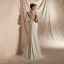 Abordable Ivoire Satin Transparentes La Mariée Robe De Mariée 2020 Trompette / Sirène V-Cou Manches Courtes Appliques En Dentelle Perlage Train De Balayage Volants