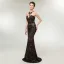 Sexy Noire Transparentes Robe De Soirée 2020 Trompette / Sirène Encolure Dégagée Sans Manches Paillettes Train De Balayage Dos Nu Robe De Ceremonie