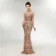 Sexy Transparentes Champagne Paillettes Robe De Soirée 2020 Trompette / Sirène Encolure Dégagée Sans Manches Train De Balayage Dos Nu Robe De Ceremonie