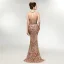 Sexy Transparentes Champagne Paillettes Robe De Soirée 2020 Trompette / Sirène Encolure Dégagée Sans Manches Train De Balayage Dos Nu Robe De Ceremonie