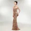 Sexy Transparentes Champagne Paillettes Robe De Soirée 2020 Trompette / Sirène Encolure Dégagée Sans Manches Train De Balayage Dos Nu Robe De Ceremonie