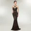 Sexy Transparentes Champagne Paillettes Robe De Soirée 2020 Trompette / Sirène Encolure Dégagée Sans Manches Train De Balayage Dos Nu Robe De Ceremonie