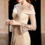 Mode Champagne Doré Velour Hiver Robe De Soirée 2020 Trompette / Sirène Transparentes Encolure Dégagée Manches Longues Paillettes Longue Volants Robe De Ceremonie
