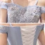 Elegant Sky Blue Dancing Prom Dresses 2021 Ball Gown Off-The-Shoulder Spaghetti Straps Short Sleeve Appliques Lace Beading Floor-Length / Long Ruffle Backless Formal Dresses