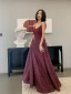 Bling Bling Burgundy Dancing Prom Dresses 2021 A-Line / Princess Spaghetti Straps Sleeveless Beading Glitter Polyester Floor-Length / Long Ruffle Backless Formal Dresses