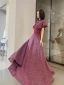 Bling Bling Burgundy Dancing Prom Dresses 2021 A-Line / Princess Spaghetti Straps Sleeveless Beading Glitter Polyester Floor-Length / Long Ruffle Backless Formal Dresses