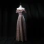 Sparkly Champagne Sequins Dancing Prom Dresses 2021 A-Line / Princess Off-The-Shoulder Short Sleeve Floor-Length / Long Backless Formal Dresses