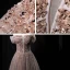Elegant Khaki Prom Dresses 2021 A-Line / Princess Off-The-Shoulder Short Sleeve Sequins Beading Floor-Length / Long Ruffle Backless Formal Dresses