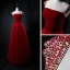 Chic / Beautiful Burgundy Dancing Prom Dresses 2021 A-Line / Princess Shoulders Sleeveless Beading Floor-Length / Long Ruffle Backless Formal Dresses