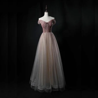 Charmant Champagne Dansant Robe De Bal 2021 Princesse De L 039 Épaule Manches Courtes Perlage Glitter Tulle Longue Volants Dos Nu Robe De Ceremonie
