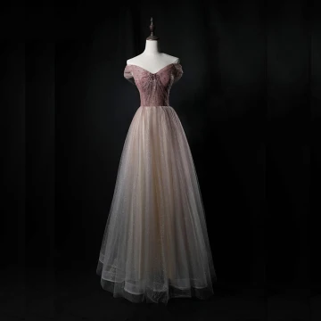 Charmant Champagne Dansant Robe De Bal 2021 Princesse De L 039 Épaule Manches Courtes Perlage Glitter Tulle Longue Volants Dos Nu Robe De Ceremonie