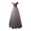 Charmant Champagne Dansant Robe De Bal 2021 Princesse De l'épaule Manches Courtes Perlage Glitter Tulle Longue Volants Dos Nu Robe De Ceremonie