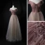 Charmant Champagne Dansant Robe De Bal 2021 Princesse De l'épaule Manches Courtes Perlage Glitter Tulle Longue Volants Dos Nu Robe De Ceremonie