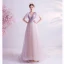 Chic / Belle Lavande Robe De Bal 2021 Princesse Transparentes Col v profond Sans Manches Appliques En Dentelle Perlage Train De Balayage Volants Dos Nu Robe De Ceremonie