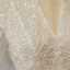 Illusion Ivory Bridal Wedding Dresses 2021 Ball Gown V-Neck Long Sleeve Appliques Lace Beading Glitter Tulle Cathedral Train Ruffle