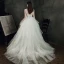Ivoire Jardin / Extérieur Légère Robe De Mariée 2021 Robe Boule Transparentes Col v profond Sans Manches Dos Nu Appliques Fleur Perlage Train De Balayage