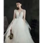 Ivoire Jardin / Extérieur Légère Robe De Mariée 2021 Robe Boule Transparentes Col v profond Sans Manches Dos Nu Appliques Fleur Perlage Train De Balayage