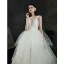 Ivoire Jardin / Extérieur Légère Robe De Mariée 2021 Robe Boule Transparentes Col v profond Sans Manches Dos Nu Appliques Fleur Perlage Train De Balayage
