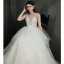 Ivoire Jardin / Extérieur Légère Robe De Mariée 2021 Robe Boule Transparentes Col v profond Sans Manches Dos Nu Appliques Fleur Perlage Train De Balayage