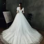 Abordable Ivoire Satin La Mariée Robe De Mariée 2021 Princesse Col v profond Gonflée Manches Courtes Dos Nu Chapel Train Volants