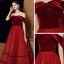 Modest / Simple Red Velour Dancing Prom Dresses 2021 A-Line / Princess Off-The-Shoulder Short Sleeve Floor-Length / Long Ruffle Backless Formal Dresses