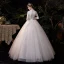 Affordable Ivory Outdoor / Garden Winter Wedding Dresses 2021 Ball Gown V-Neck Long Sleeve Appliques Lace Sequins Glitter Tulle Floor-Length / Long Ruffle