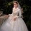 Affordable Ivory Outdoor / Garden Winter Wedding Dresses 2021 Ball Gown V-Neck Long Sleeve Appliques Lace Sequins Glitter Tulle Floor-Length / Long Ruffle