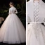 Affordable Ivory Outdoor / Garden Winter Wedding Dresses 2021 Ball Gown V-Neck Long Sleeve Appliques Lace Sequins Glitter Tulle Floor-Length / Long Ruffle