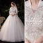 Affordable Ivory Outdoor / Garden Winter Wedding Dresses 2021 Ball Gown V-Neck Long Sleeve Appliques Lace Sequins Glitter Tulle Floor-Length / Long Ruffle