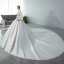 Erschwinglich Muslimisches Ivory / Creme Satin Winter Hochzeits Brautkleider / Hochzeitskleider 2021 Ballkleid V-Ausschnitt Lange Ärmel Applikationen Spitze Perlenstickerei Perle Kathedrale Schleppe Rüschen