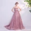 Chic / Belle Rougissant Rose Robe De Bal 2021 Princesse Bretelles Spaghetti Sans Manches Paillettes Perlage Glitter Tulle Train De Balayage Volants Dos Nu Robe De Ceremonie