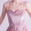 Chic / Belle Rougissant Rose Robe De Bal 2021 Princesse Bretelles Spaghetti Sans Manches Paillettes Perlage Glitter Tulle Train De Balayage Volants Dos Nu Robe De Ceremonie