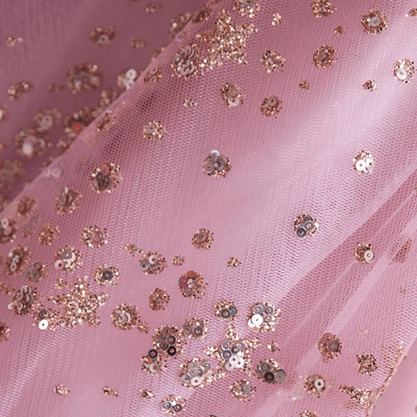 Chic / Belle Rougissant Rose Robe De Bal 2021 Princesse Bretelles Spaghetti Sans Manches Paillettes Perlage Glitter Tulle Train De Balayage Volants Dos Nu Robe De Ceremonie